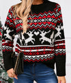 Angel Wings Reindeer Round Neck Long Sleeve Sweater