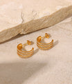 Stainless Steel Inlaid Zircon C-Hoop Earrings