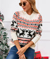 Angel Wings Reindeer Round Neck Long Sleeve Sweater