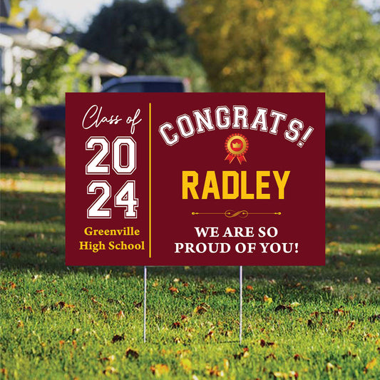 School Color Star Congrats Class Of 2025, Graduation Gift - Personalized Graduation Lawn Sign With Stake