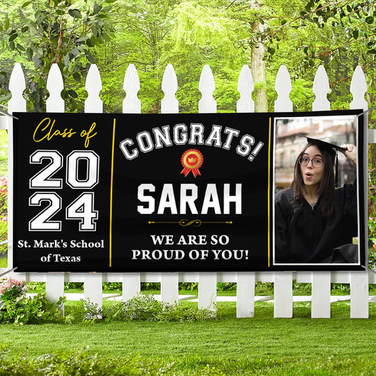 Classic Congratulations Class Of 202 Banner - Graduation Polyester Fabric Banner - Unique Graduation Gift - Door Banner