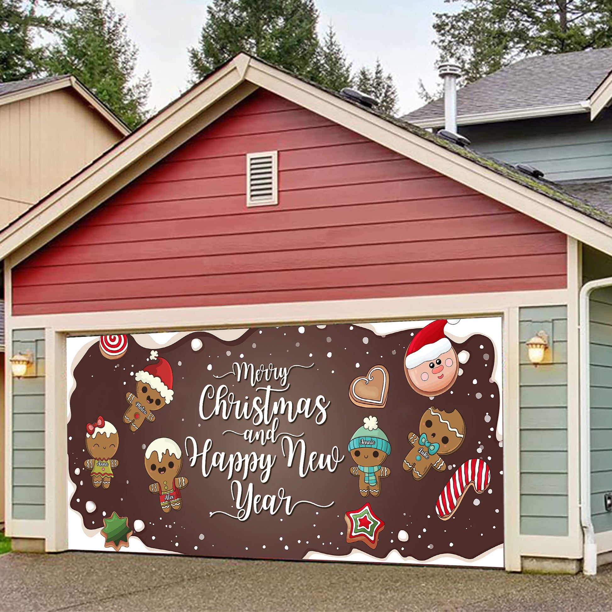 Cookie Christmas Garage Door Decorations, Single Garage, Garage Door Banner Covers - Garage Door Banner Decorations