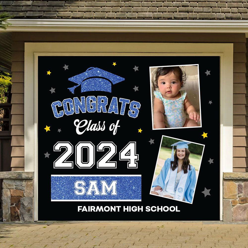 Star 2025 Congratulations Class Of 2025 - Graduation Garage Door Decorations, Single Garage, Garage Door Banner Covers - Garage Door Banner Decorations