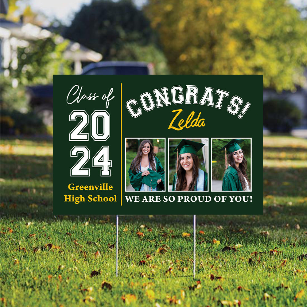 School Color Star Congrats Class Of 2025, Graduation Gift - Personalized Graduation Lawn Sign With Stake