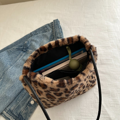 Leopard Furry Shoulder Bag