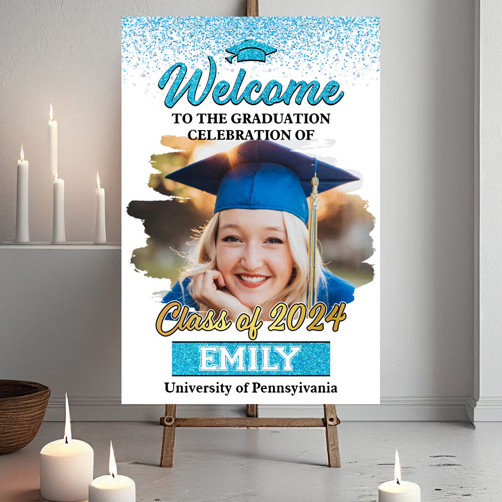 Congrats Graduation Class Of 2025 - Graduation Party Welcome Sign - Custom Photo Grad Party Sign - Personalized Graduation Decoration