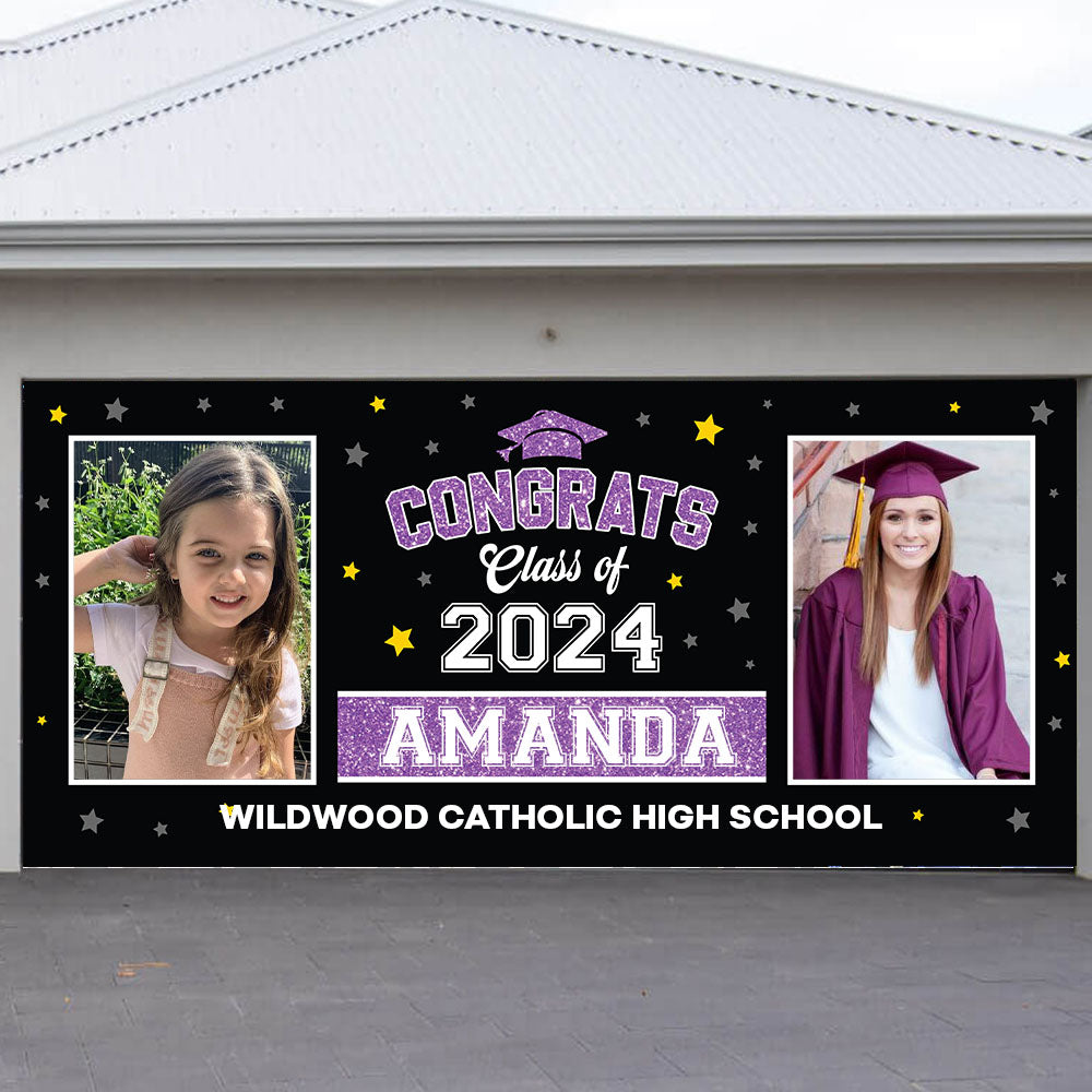 Star 2025 Congratulations Class Of 2025 - Graduation Garage Door Decorations, Single Garage, Garage Door Banner Covers - Garage Door Banner Decorations