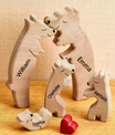 Personalized Wooden Bears Family With Hearts - 2 Bear 3 Kids