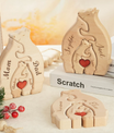 Personalized Wooden Bears Family With Hearts - 2 Bear 2 Kids