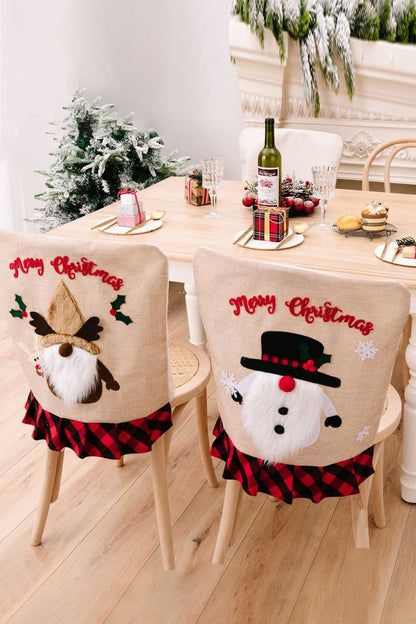 3-Pack Plaid Christmas Gnome Chair Covers