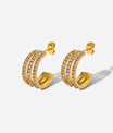 Stainless Steel Inlaid Zircon C-Hoop Earrings