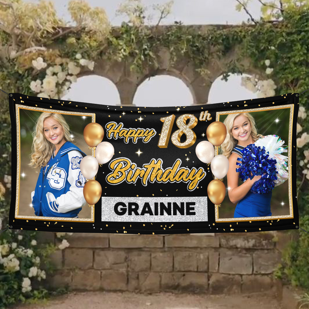 Bubble Happy Birthday Classic Banne - Birthday Garage Door Decorations, Single Garage, Garage Door Banner Covers - Garage Door Banner Decorations