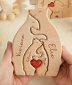 Personalized Wooden Bears Family With Hearts - 2 Bear 2 Kids