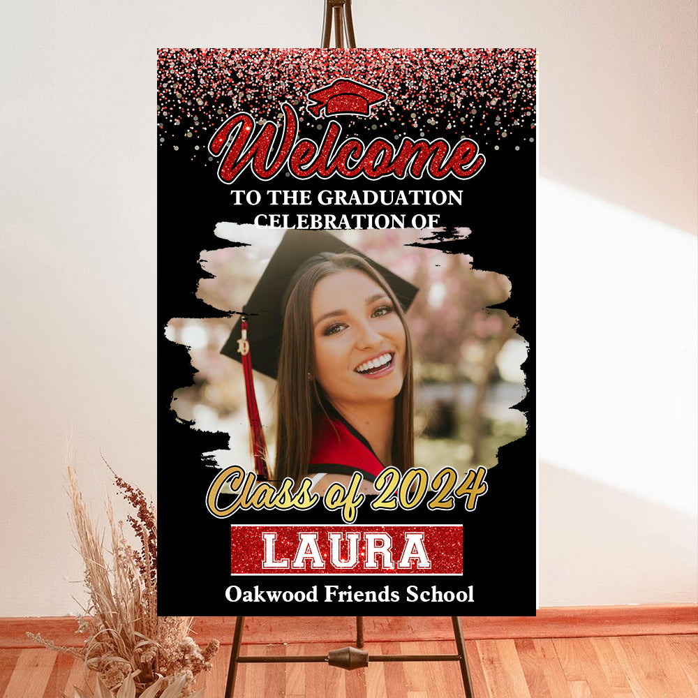 Congrats Graduation Class Of 2025 - Graduation Party Welcome Sign - Custom Photo Grad Party Sign - Personalized Graduation Decoration