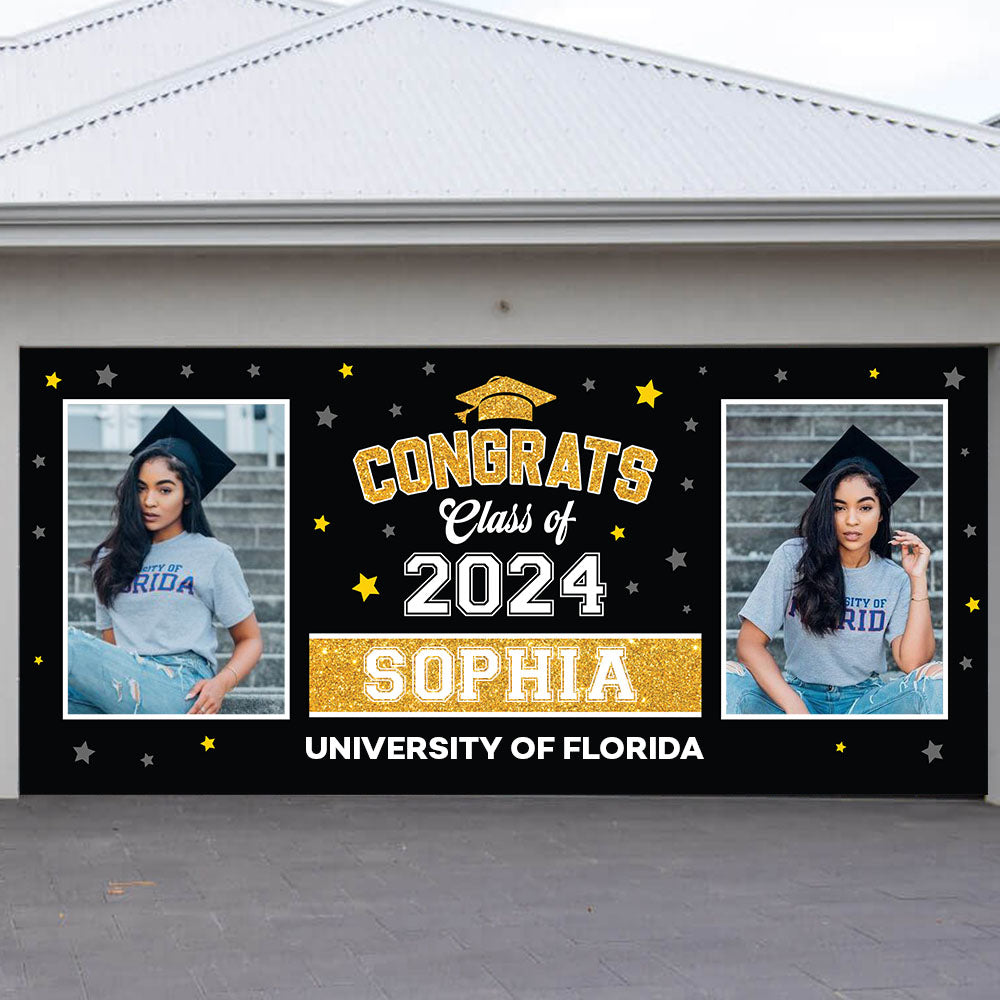 Star 2025 Congratulations Class Of 2025 - Graduation Garage Door Decorations, Single Garage, Garage Door Banner Covers - Garage Door Banner Decorations