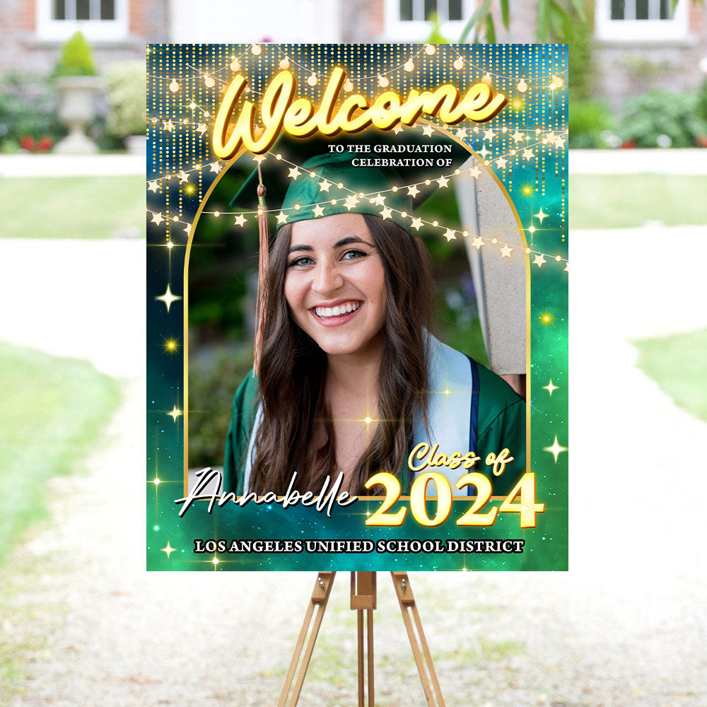 Graduation Light Welcome Sign - Custom Class Of 2025 Graduation Party Welcome Sign - Wildflower Graduation Party Welcome Sign