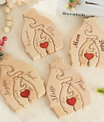 Personalized Wooden Bears Family With Hearts - 2 Bear 2 Kids