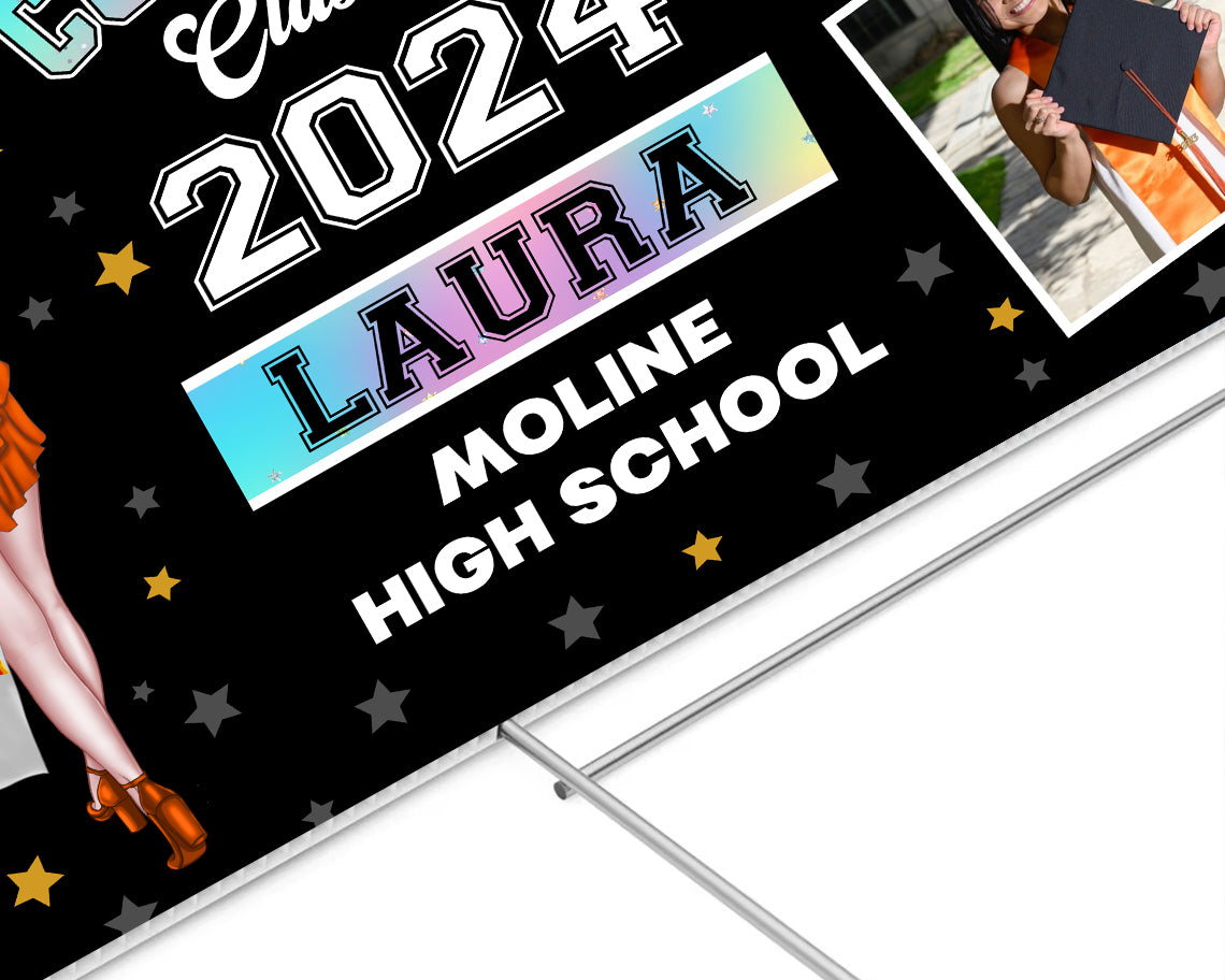 Gliter Style Class Of 2025 Graduate, Graduation Gift - Personalized Graduation Lawn Sign With Stake