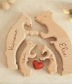 Personalized Wooden Bears Family With Hearts - 2 Bear 2 Kids