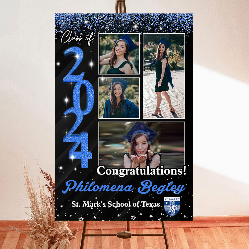 Custom Graduation Party Welcome Sign - Class Of 2025 - Custom Photo Grad Party Sign - Personalized Graduation Decoration