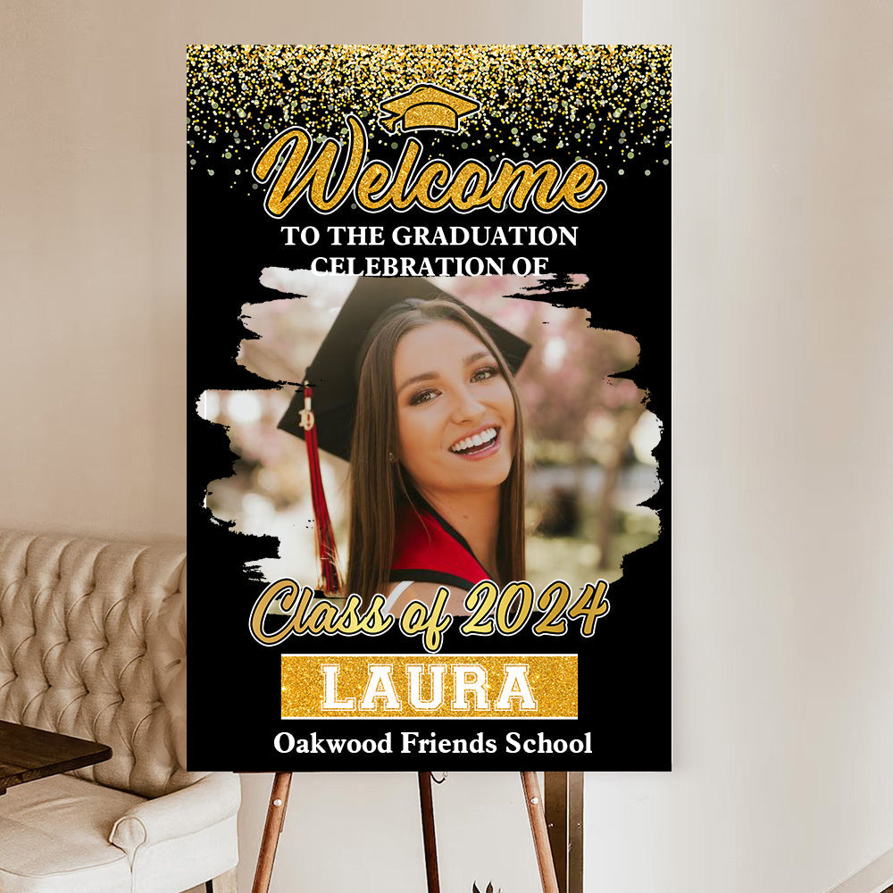 Congrats Graduation Class Of 2025 - Graduation Party Welcome Sign - Custom Photo Grad Party Sign - Personalized Graduation Decoration