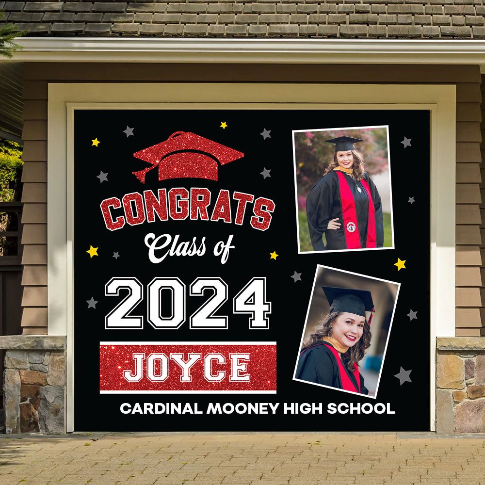 Star 2025 Congratulations Class Of 2025 - Graduation Garage Door Decorations, Single Garage, Garage Door Banner Covers - Garage Door Banner Decorations