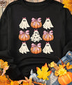 Pumpkin & Ghost Round Neck Long Sleeve Sweatshirt