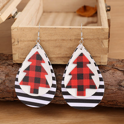 Christmas Tree PU Leather Earrings