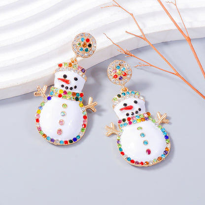 Alloy Rhinestone Snowman Earrings