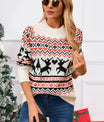 Angel Wings Reindeer Round Neck Long Sleeve Sweater