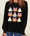 Pumpkin & Ghost Round Neck Long Sleeve Sweatshirt