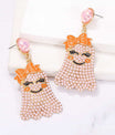 Smiling Ghost Shape Synthetic Pearl Earrings