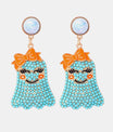 Smiling Ghost Shape Synthetic Pearl Earrings