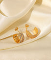 Stainless Steel Inlaid Zircon C-Hoop Earrings