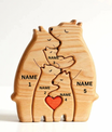 Personalized Wooden Bears Family With Hearts - 2 Bear 3 Kids