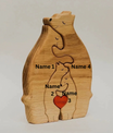 Personalized Wooden Bears Family With Hearts - 2 Bear 2 Kids