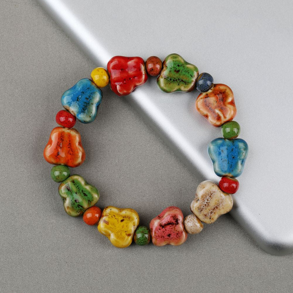 Boho Chic Ceramic Bead Bracelet – Colorful Lucky Charm Bracelet for Women