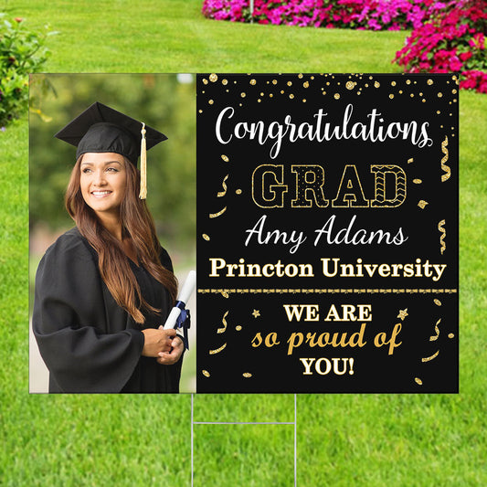 Personalized Congratulations Grad We So Proud Of You Graduation Lawn Sign With Stake, Graduation Gift