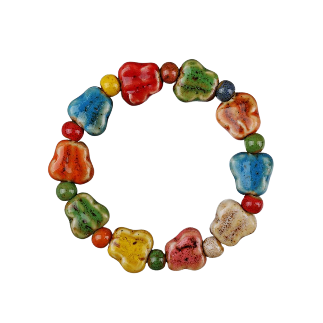 Boho Chic Ceramic Bead Bracelet – Colorful Lucky Charm Bracelet for Women