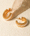 Stainless Steel Pearl C-Hoop Earrings