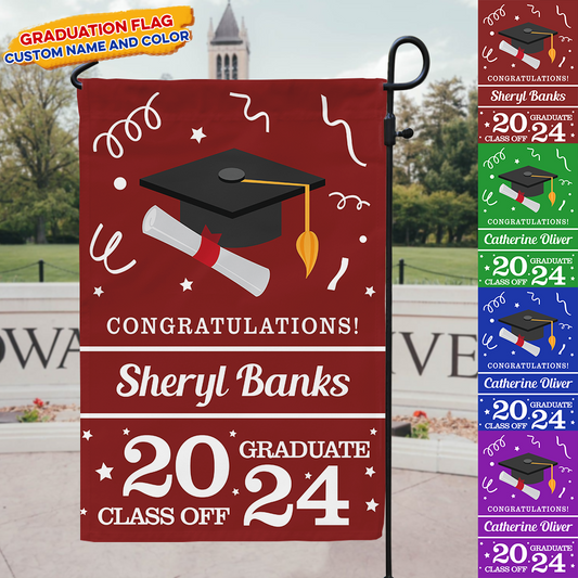 Custom Graduation Flag, Graduate Yard Sign, College Grad Flag, College Class of 2025 Grad Flag, Personalized College Yard Flag