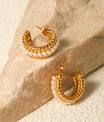 Stainless Steel Pearl C-Hoop Earrings