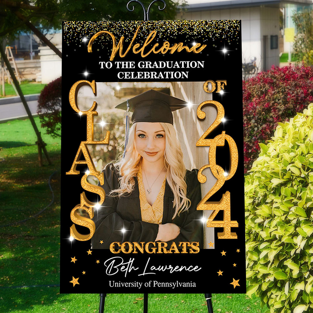 Class Of 2025 - Graduation Party Welcome Sign - Custom Photo Grad Party Sign - Personalized Graduation Decoration