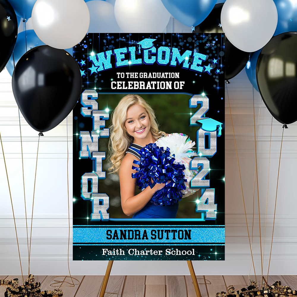 Senior 2025 - Graduation Party Welcome Sign - Custom Photo Grad Party Sign - Personalized Graduation Decoration