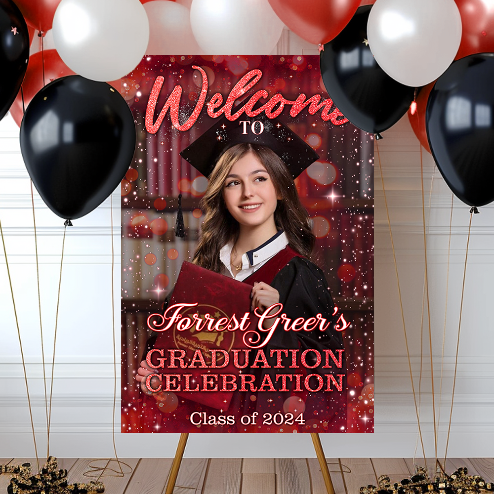 Custom Class Of 2025 - Graduation Party Welcome Sign - Custom Photo Grad Party Sign - Personalized Graduation Sign for Party