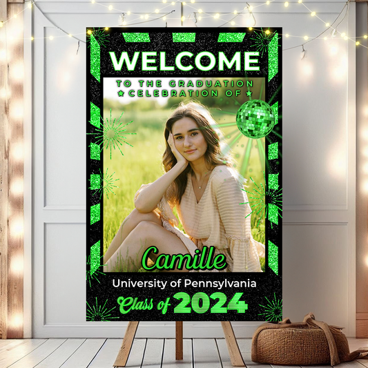 Future Ticket Welcome Sign - Custom Class Of 2025 Graduation Party Welcome Sign - Wildflower Graduation Party Welcome Sign