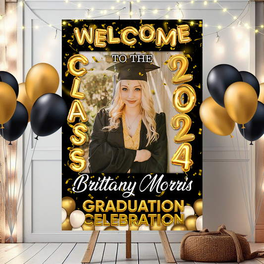 Bubble Styles Class Of 2025 - Graduation Party Welcome Sign - Custom Photo Grad Party Sign - Personalized Graduation Decoration