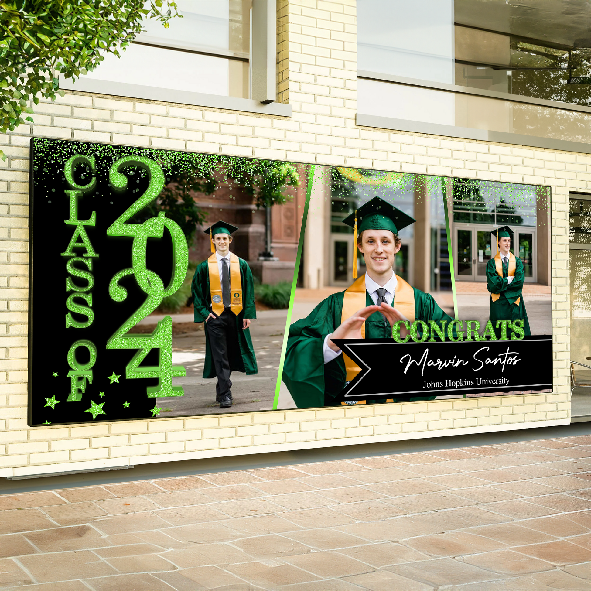 GIitter Styles 2025 Congratulations Class Of 2025 Ver 2 - Graduation Garage Door Decorations, Single Garage, Garage Door Banner Covers - Garage Door Banner Decorations