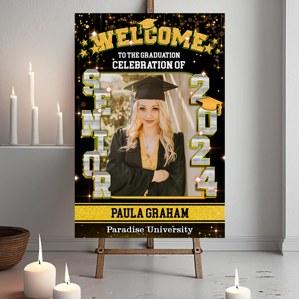 Senior 2025 - Graduation Party Welcome Sign - Custom Photo Grad Party Sign - Personalized Graduation Decoration