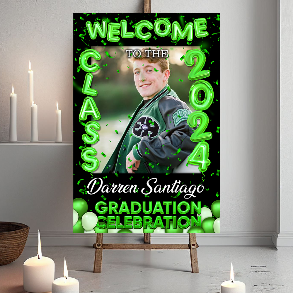 Bubble Styles Class Of 2025 - Graduation Party Welcome Sign - Custom Photo Grad Party Sign - Personalized Graduation Decoration